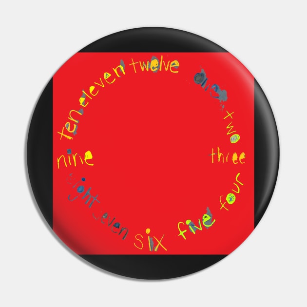 Red O'Clock with Numbers, watercolor in red blue lime green yellow Pin by djrunnels