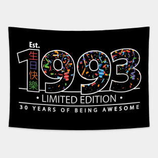 Happy 30th Est. 1993 Limited Edition 30 Years of Being Awesome Tapestry