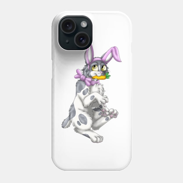 Bobtail BunnyCat: Grey Bicolor (Pink) Phone Case by spyroid101
