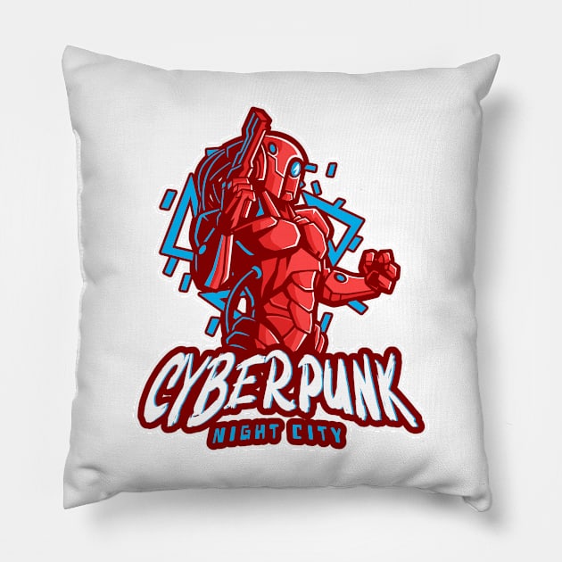 Cyberpunk Night City Pillow by Tip Top Tee's