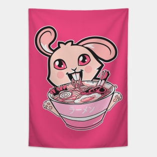 Kawaii Bunny Rabbit Eating Ramen Noodles Girls & Teens Anime Tapestry