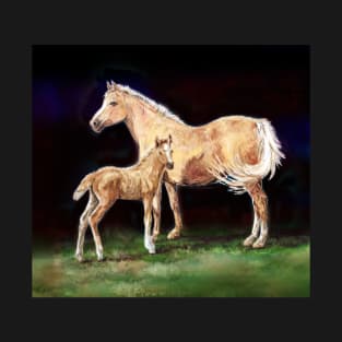 Mare & Foal Watercolor painting T-Shirt