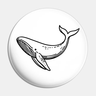 Whale Line Art (Black Line Version) Pin