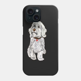 Cavapoo Cavoodle  Cavapoochon white monochrome   - cute cavalier King Charles spaniel Bichon frise Phone Case