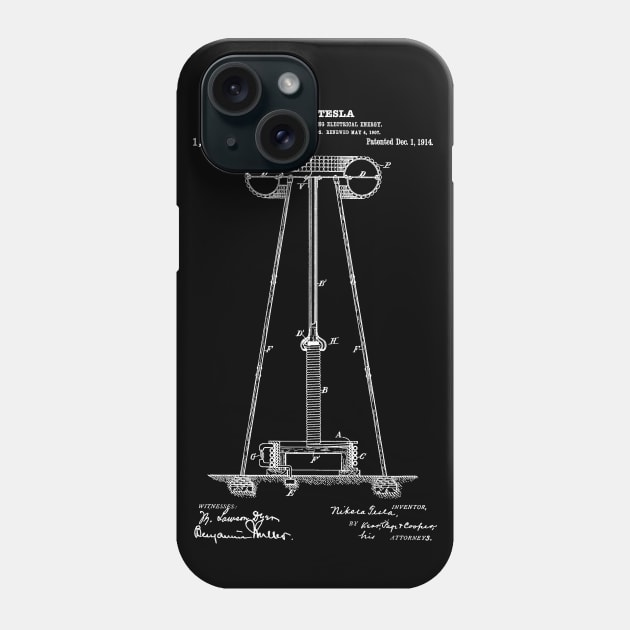 Tesla Coil Patent White Phone Case by Luve