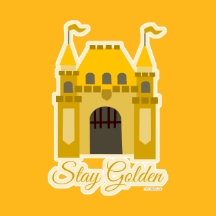 Cute Golden Theme Style Castle Art Pattern T-Shirt