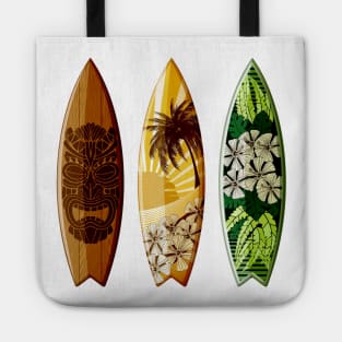 three decorated surfboards island style Tote