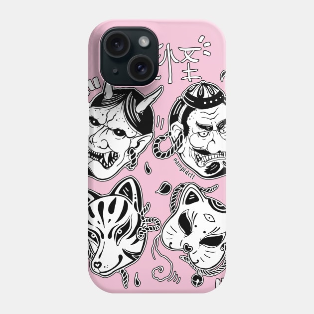 Japanese folklore, traditional masks Phone Case by dett