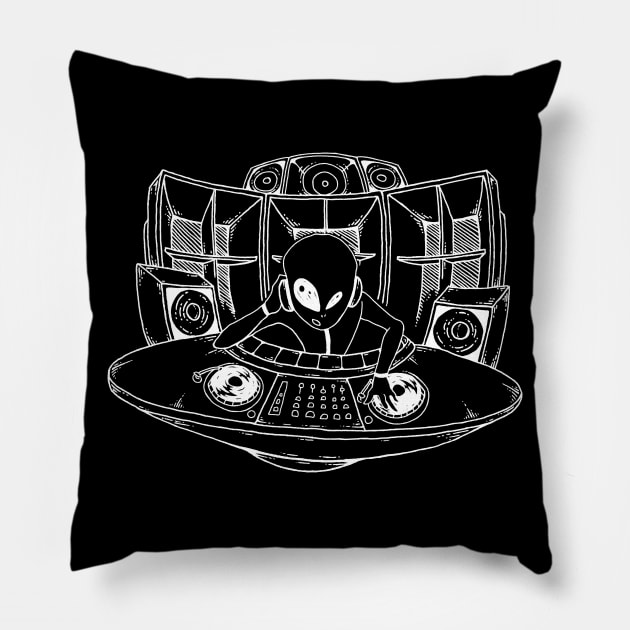 DJ Alien Pillow by T-Shirt Dealer