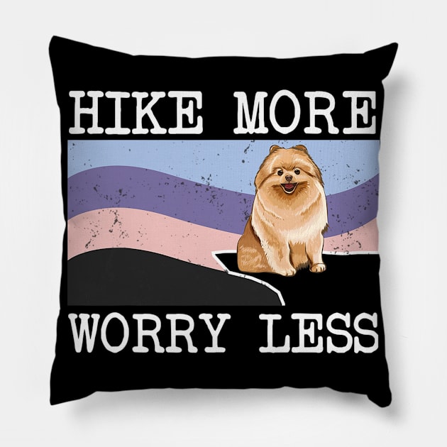 Pomeranian Hike More Worry Less Graphic Hiking Pillow by IainDodes