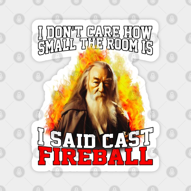 I Don't Care How Small The Room Is, I Said Cast Fireball Magnet by Lean Mean Meme Machine