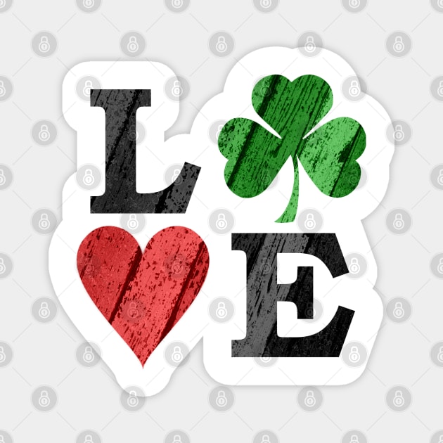 St. Patrick's Day LOVE with Heart and Shamrock Magnet by HolidayBug