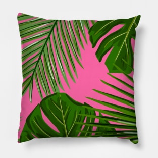 Tropical Plants on Bright Pink Pillow