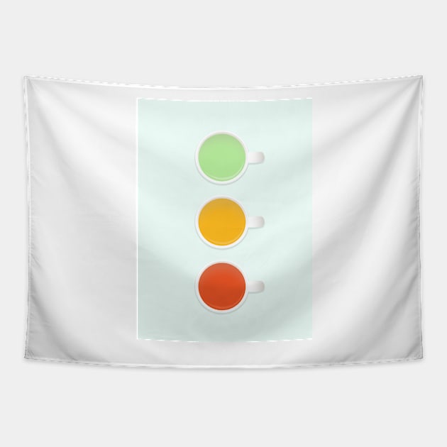 Teacup Traffic Lights Green Yellow And Red Teas On Mint Tapestry by 4U2NV-LDN