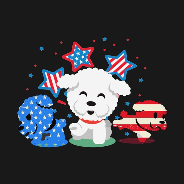 Cute Red White Blue Bichon Frise Fireworks Us Flag by Kaileymahoney