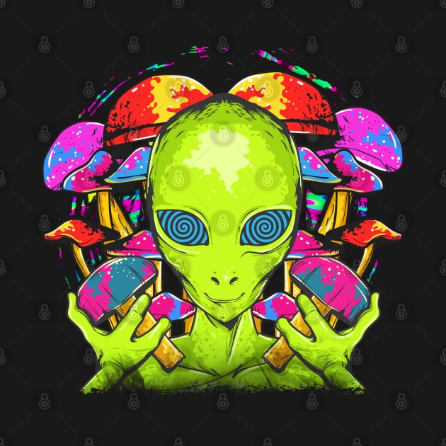 Psychedelic Alien Mushrooms by E