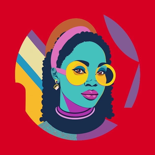 80s popart black girl, vibrant colors, face only by goingplaces