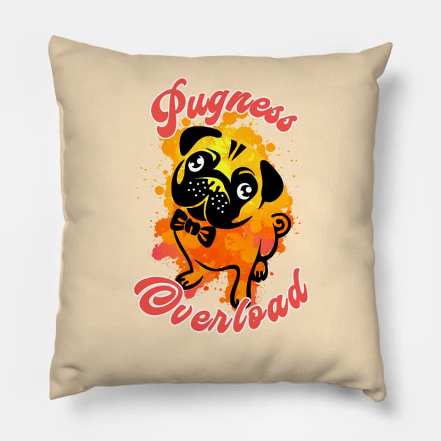 Pugness Overload Pillow by sticker happy