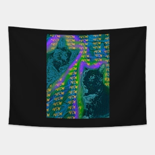 Halftone Cat V15 (Meow Background) Tapestry