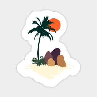 Minimalist Abstract Nature Art #39 Tropical Beach Tree and Rocks Magnet