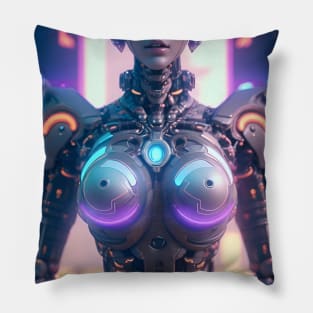 Cyberpunk Cyborg Female Torso Pillow