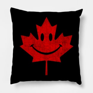 Smiling Face Maple Leaf Canada Happy Canada T Design Pillow