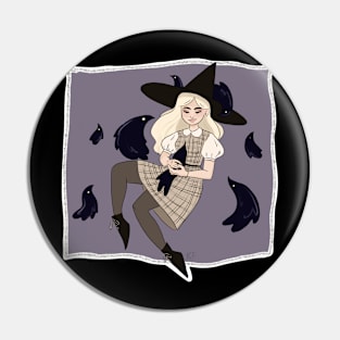 Witch with her ghost birds Pin