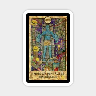 Nine Of Pentacles. Minor Arcana Tarot Card Design. Magnet