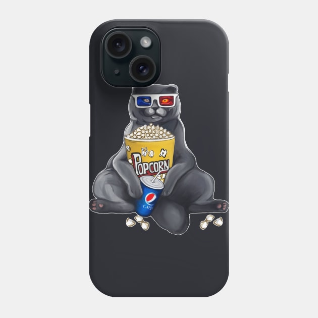 Movie lover cat with popcorn and 3d glasses Phone Case by Meakm