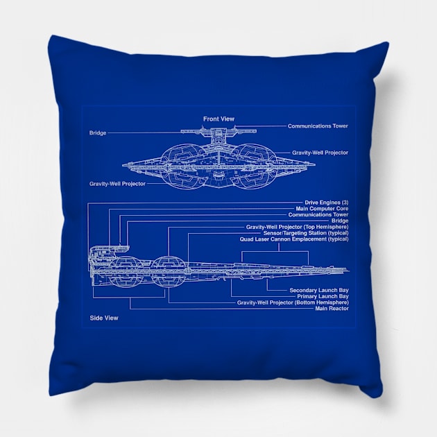 Massive Space Battleship Blueprint Pillow by Starbase79