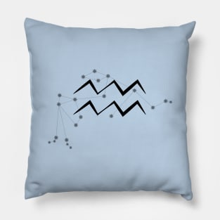 Aquarius - Zodiac Sign Symbol and Constellation Pillow