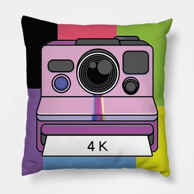 Retro Polaroid Instant Camera Vintage Art Poster Print Pillow by CoolFactorMerch