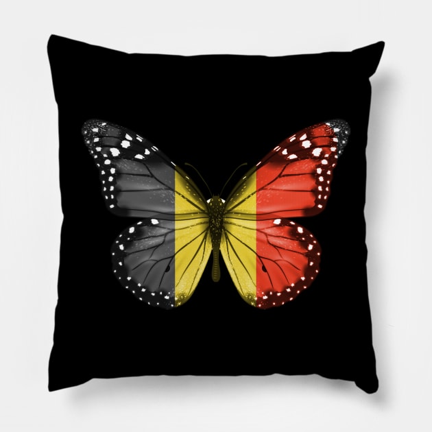 Belgian Flag  Butterfly - Gift for Belgian From Belgium Pillow by Country Flags