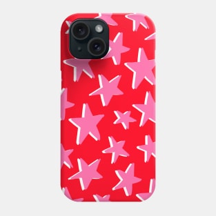 Pink, Red and White Stars in Celestial Pattern Phone Case