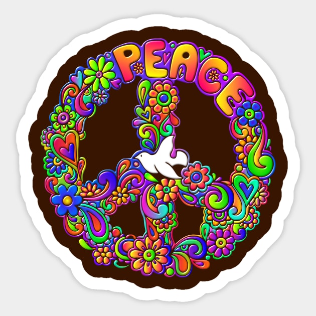 Hippie Peace Love Kindness Design' Sticker