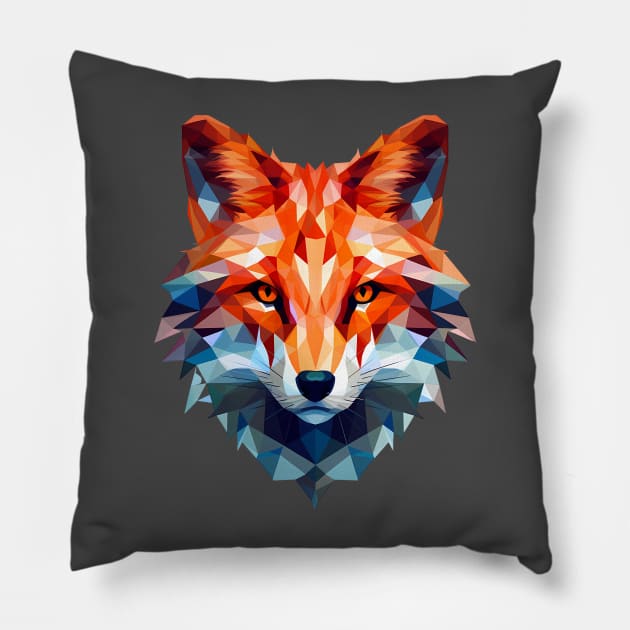 Geometric fox head in triangle look Pillow by Unelmoija