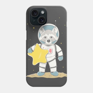 Lovely cute raccoon astronaut hold the star Phone Case