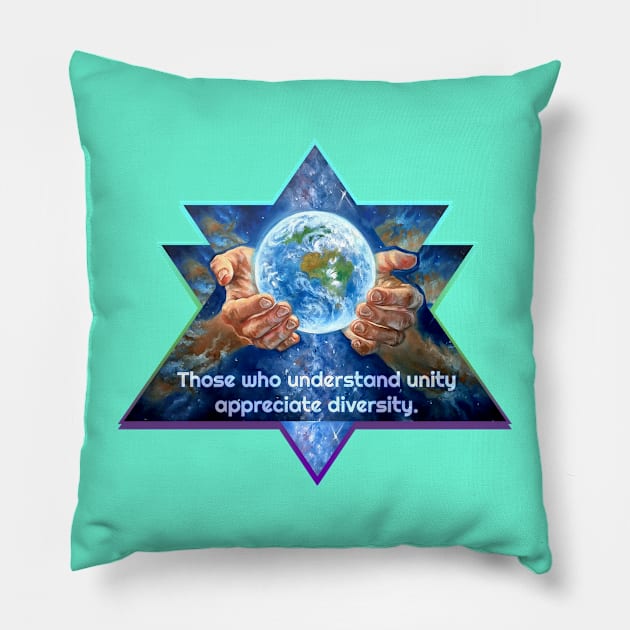 Gaia / Those who understand unity appreciate diversity Pillow by Lotusalchemy