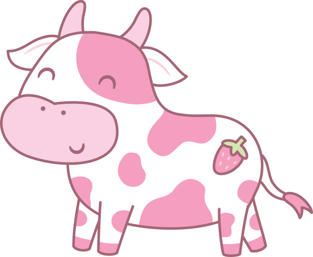 Cute Happy Strawberry Cow Kids T-Shirt by rustydoodle