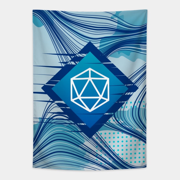 Blue Glitch Polyhedral D20 Dice Tabletop RPG Tapestry by dungeonarmory