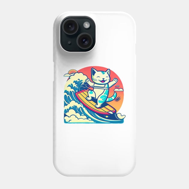 Lucky Cat Surf Adventure Phone Case by Kona Cat Creationz