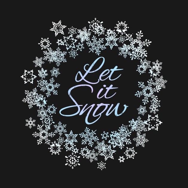 Let it Snow Snowflake Wreath in Blue & White Text by WordWind