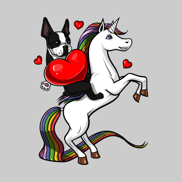 Boston Terrier Dog Riding Unicorn by underheaven