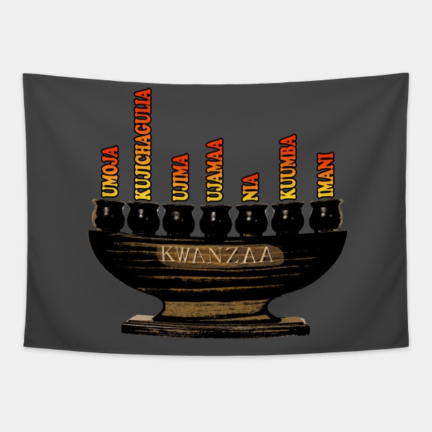 Kwanzaa Kinara Swahili Tapestry by IronLung Designs