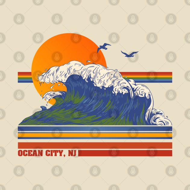 Retro Ocean City NJ 70s Style Tourist Souvenir by darklordpug