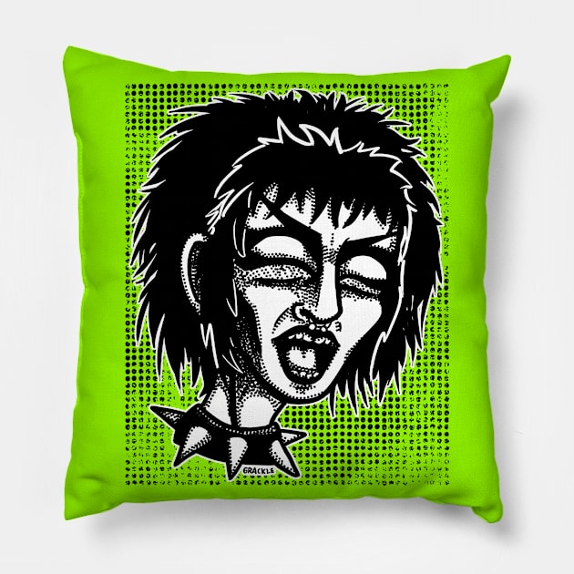 Punk Halftones Pillow by Jan Grackle