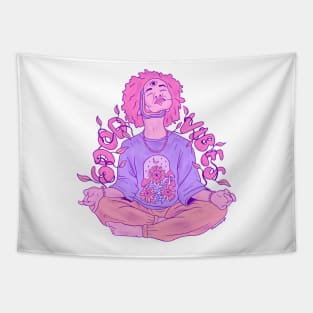 Good Vibes girl in yoga pose Tapestry