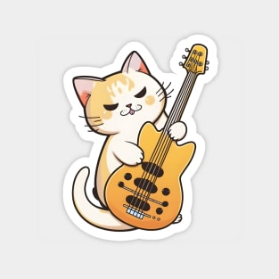 Cat Rocking Bass Guitar Magnet