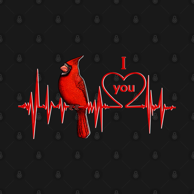 Red Cardinal heartbeat I love yuo by Artardishop