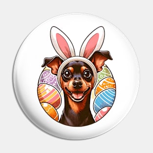 Miniature Pinscher's Joyful Easter with Bunny Ears Pin